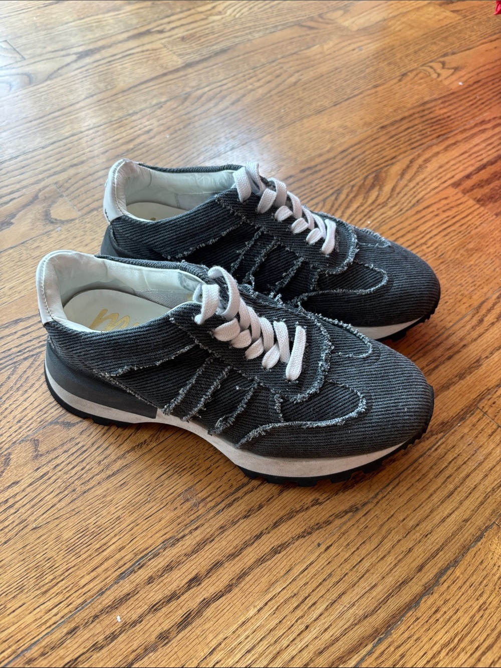 Casual Women's Black Corduroy Sneakers with White Laces